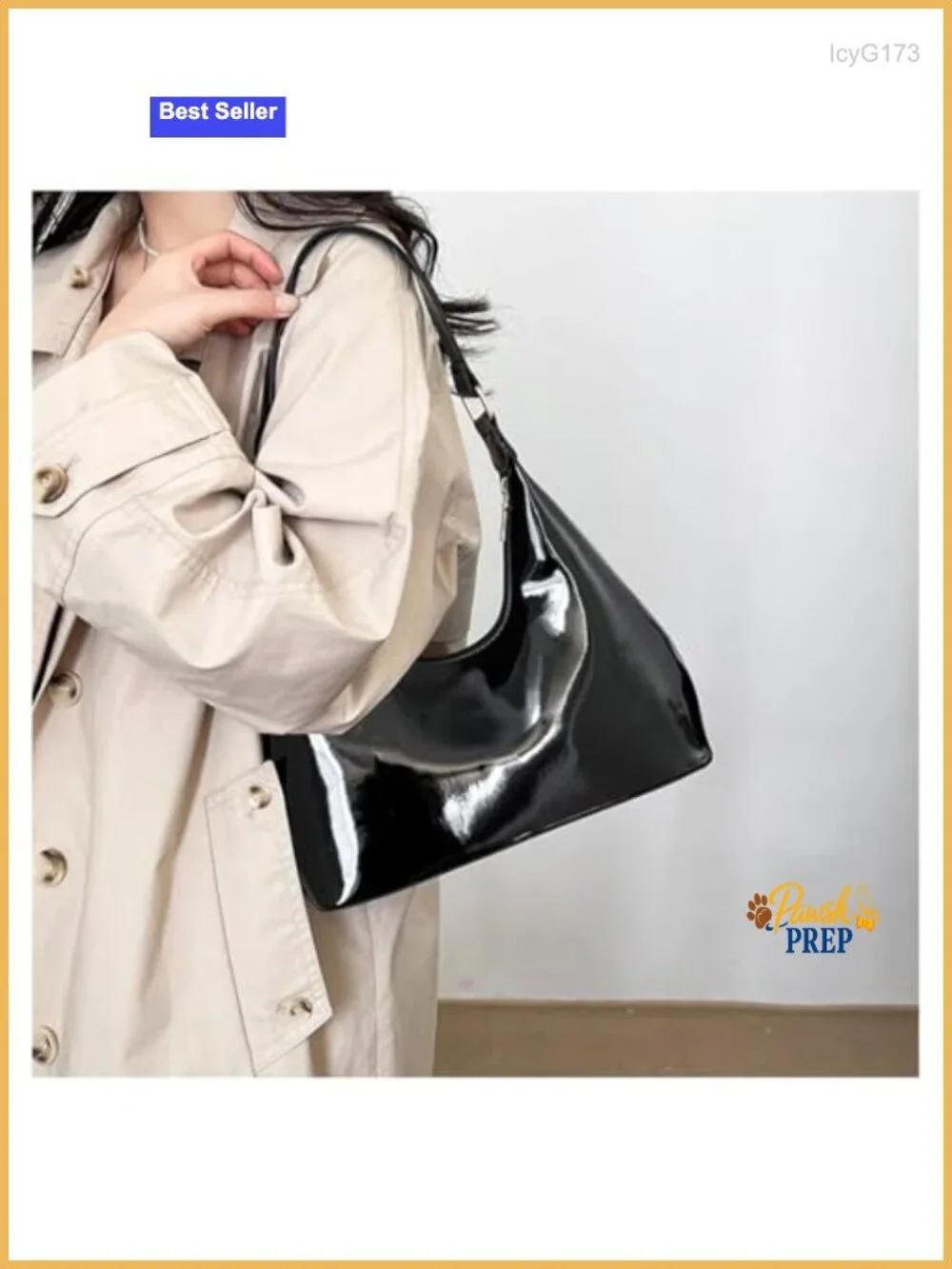 Patent Leather Hobo Bag Crescent Shoulder Bag Small Tote Satchel Purse